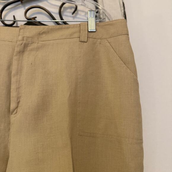 Eddie Bauer 100% Linen Trousers Pants in Khaki Tan Relaxed Blakeley Fit Size 18 - Picture 6 of 9